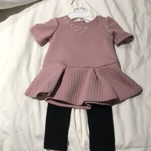 Max Studio 12m peach peplum top leggings worn once